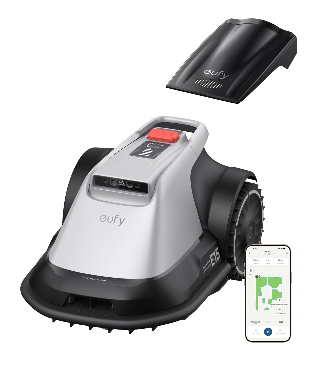 eufy E15 kabelloser Mähroboter ohne RTK Signalausfälle TrueVision Smart Navigation empfohlen bis 800m² Präzisionsrandschnitt App Steuerung Rasenroboter