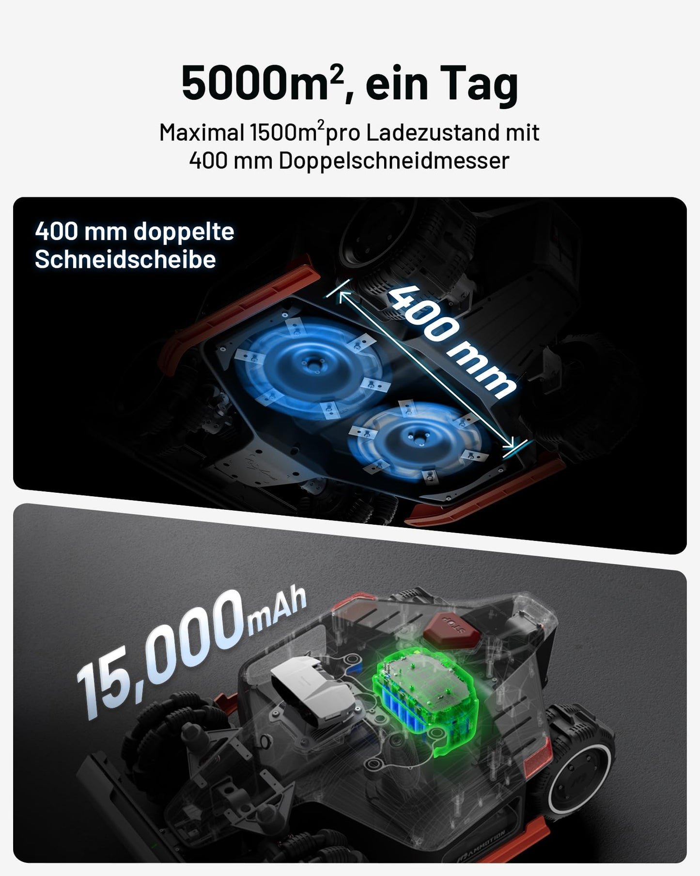 MAMMOTION LUBA 2 AWD 3000X Mähroboter ohne Begrenzungskabel mit NetRTK+Vision Auto-Kartierung 3000m² 4G Modul 80% Steigung