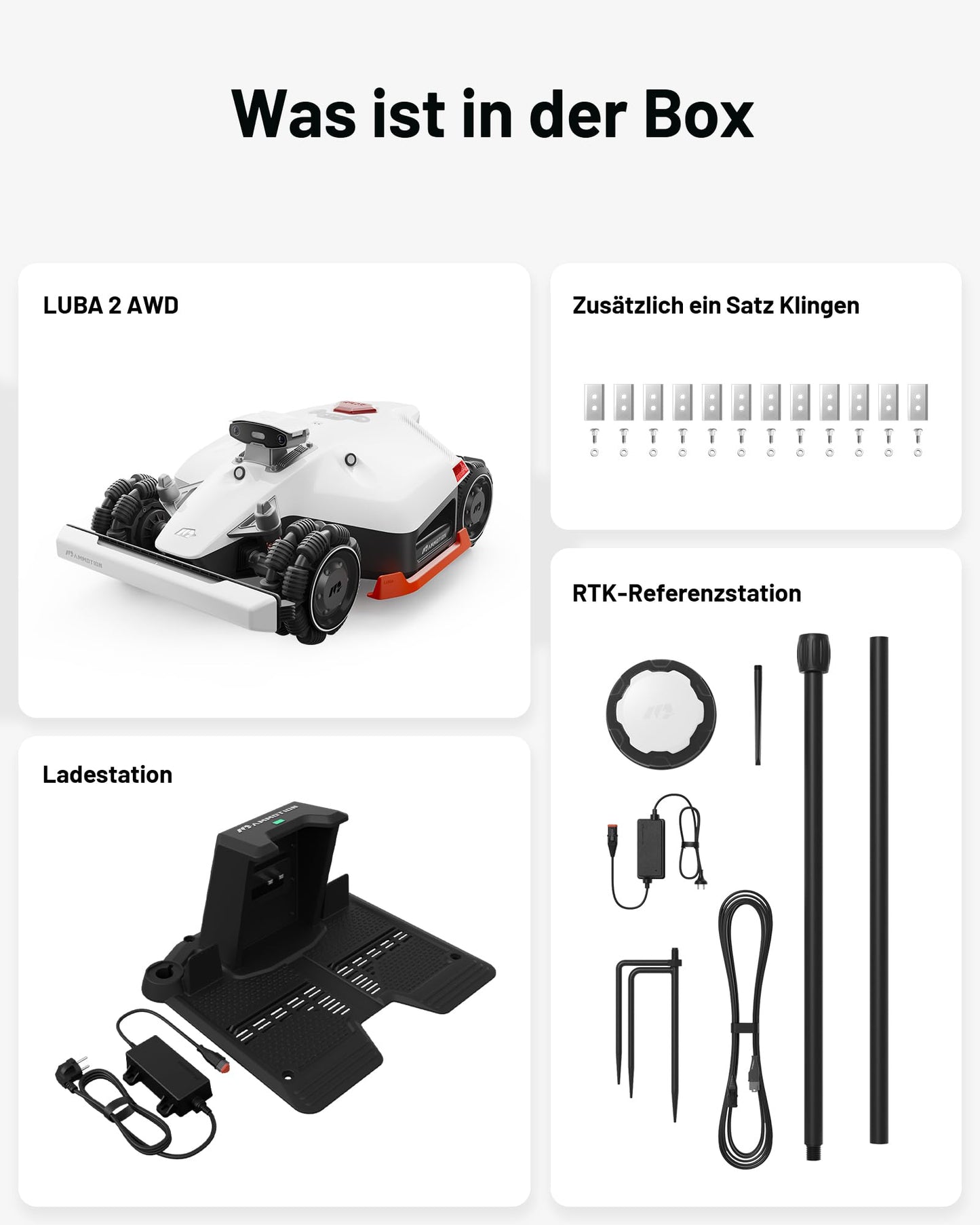 MAMMOTION LUBA 2 AWD 3000X Mähroboter ohne Begrenzungskabel mit NetRTK+Vision Auto-Kartierung 3000m² 4G Modul 80% Steigung