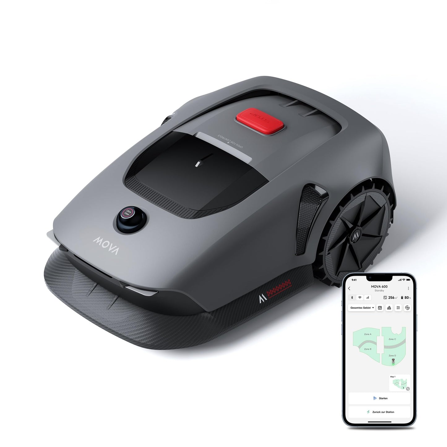 Mähroboter MOVA 600 Kit ohne Kabel 3D LiDAR präzise Kartierung bis 800m² inkl 81x Ersatzmesser Intelligente Hindernisvermeidung und App Steuerung
