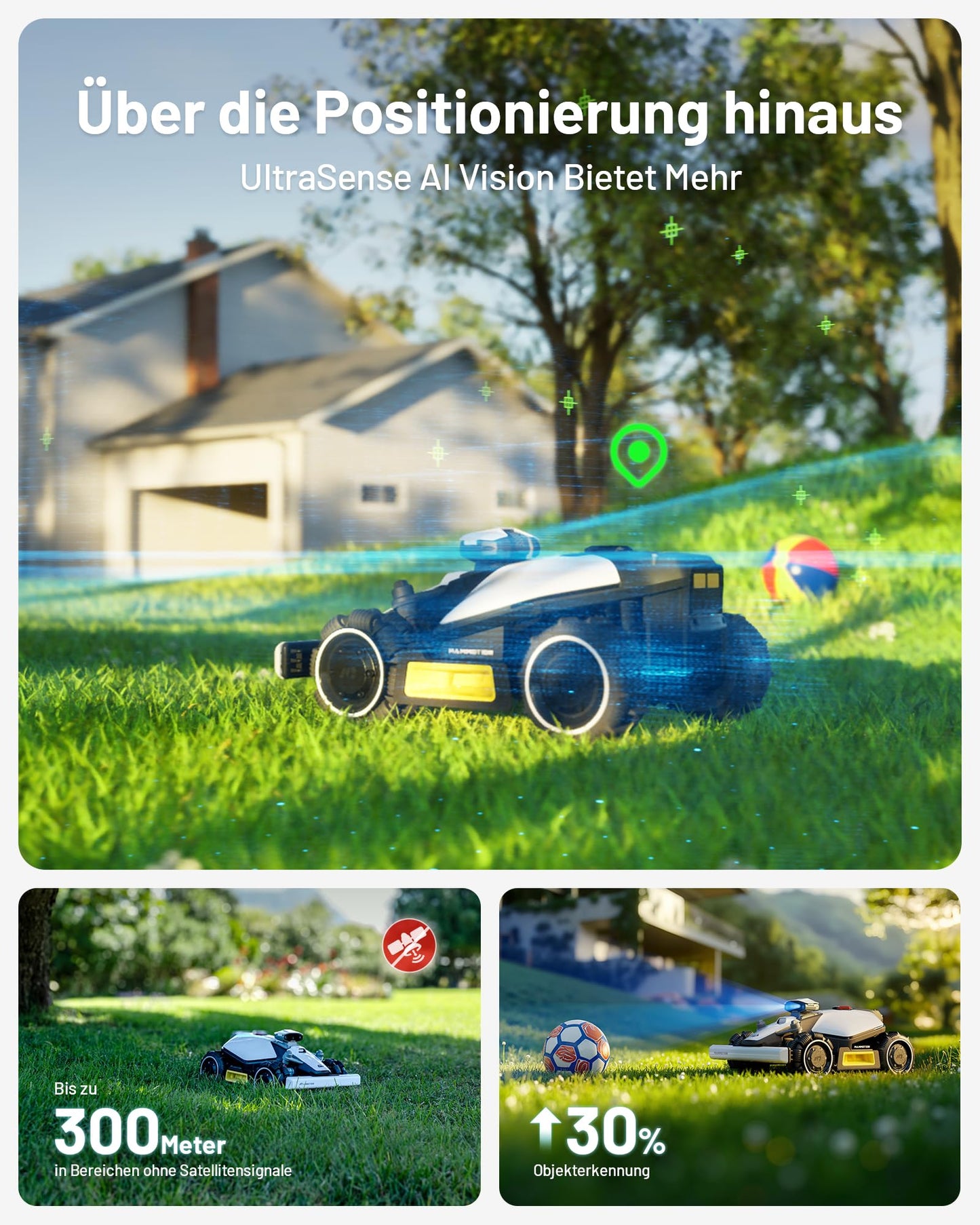 MAMMOTION LUBA mini AWD 1500 Mähroboter ohne Begrenzungskabel NetRTK+Vision Auto-Kartierung 1500m² max 1800m² mit 4G Modul für 80% Steigung