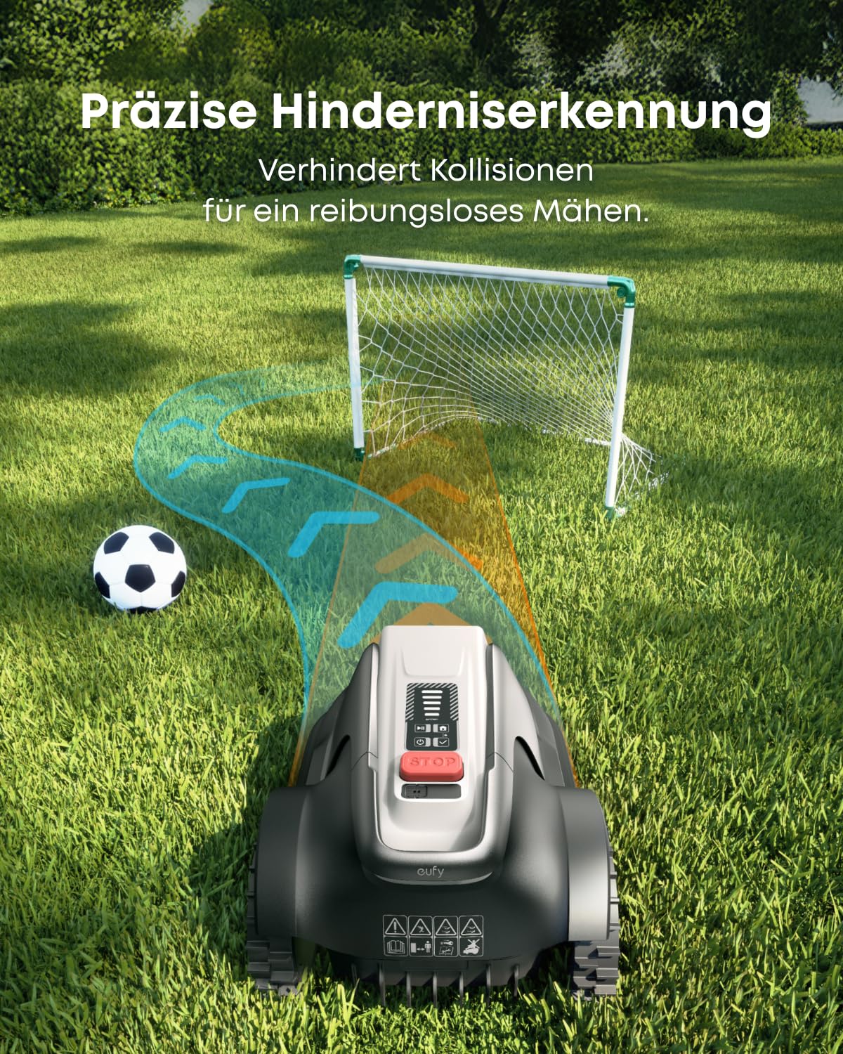 eufy E18 kabelloser Mähroboter ohne RTK mit TrueVision GNSS Auto Navigation für 1200m² Garten Präzisionsrandschnitt Hindernisvermeidung App Steuerung