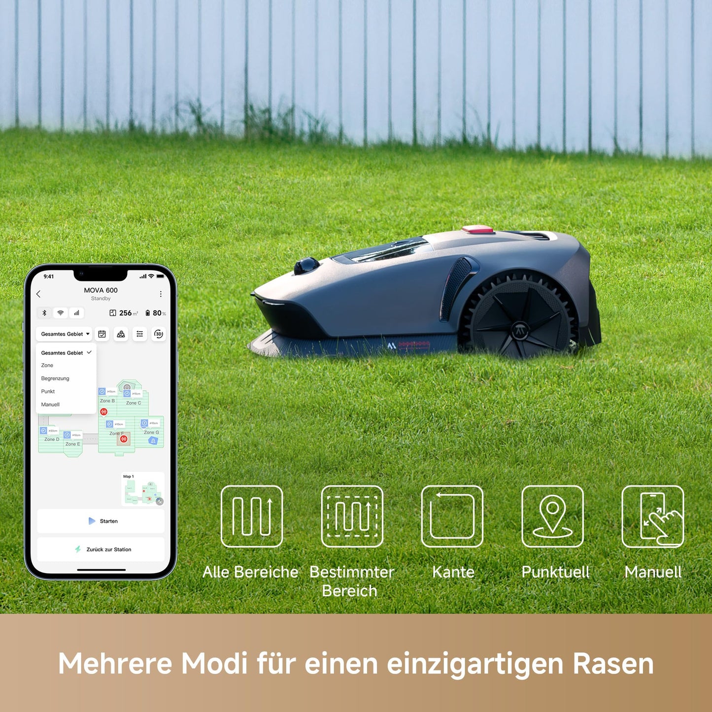 Mähroboter MOVA 600 Kit ohne Kabel 3D LiDAR präzise Kartierung bis 800m² inkl 81x Ersatzmesser Intelligente Hindernisvermeidung und App Steuerung