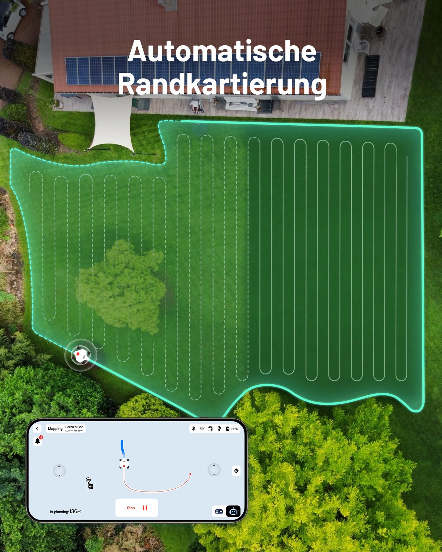 MAMMOTION LUBA 2 AWD 3000X Mähroboter ohne Begrenzungskabel mit NetRTK+Vision Auto-Kartierung 3000m² 4G Modul 80% Steigung