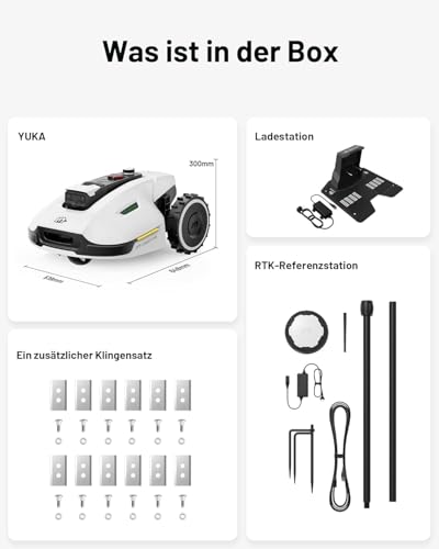 Mähroboter MAMMOTION YUKA 3000 ohne Kabel NetRTK Vision Auto-Kartierung empfohlen 3000m² bis 4000m² mit 4G Modul geeignet für Steigungen bis 50%