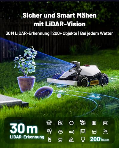 Mähroboter MAMMOTION LUBA mini AWD LiDAR ohne Kabel mit 3D LiDAR Vision Auto-Kartierung empfohlen 1500m² 4G Modul inklusive Steigung bis 80%