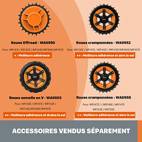 WORX WR155E Landroid L Mähroboter Akku selbstfahrend bis 2000m² Rasenroboter für große Gärten mit sauberem Rasenschnitt schnell und effizient Orange