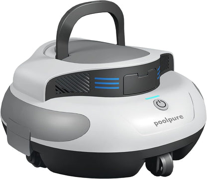 POOLPURE Poolsauger, 5000 mAh Akku, Double Motor, LED Indicators, self-Parking Function, IPX8 Waterproof, kabelloser Poolroboter für 90 m² versenkte Flache Pools