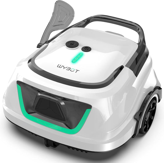 WYBOT (2025 Upgrade) A1 Poolroboter, Laufzeit bis zu 120 Minuten, Pool Roboter Kabellos mit Doppelfilter und Poolroboter Akku, Poolroboter für Aufstellpool bis zu 100㎡(Perlweiß Grün)