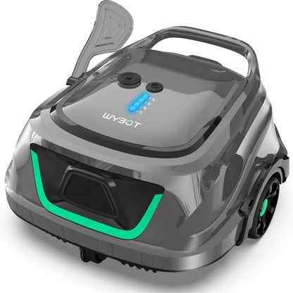 WYBOT (2025 Upgrade) A1 Poolroboter, Laufzeit bis zu 120 Minuten, Pool Roboter Kabellos mit Doppelfilter und Poolroboter Akku, Poolroboter für Aufstellpool bis zu 100㎡(Hellgrau Grün)