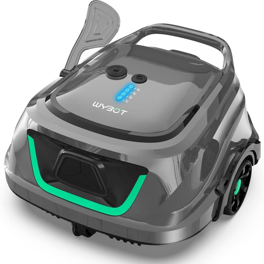 WYBOT (2025 Upgrade) A1 Poolroboter, Laufzeit bis zu 120 Minuten, Pool Roboter Kabellos mit Doppelfilter und Poolroboter Akku, Poolroboter für Aufstellpool bis zu 100㎡(Hellgrau Grün)