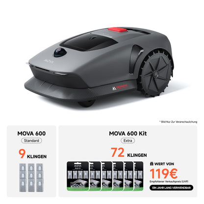 Mähroboter MOVA 600 Kit ohne Kabel 3D LiDAR präzise Kartierung bis 800m² inkl 81x Ersatzmesser Intelligente Hindernisvermeidung und App Steuerung