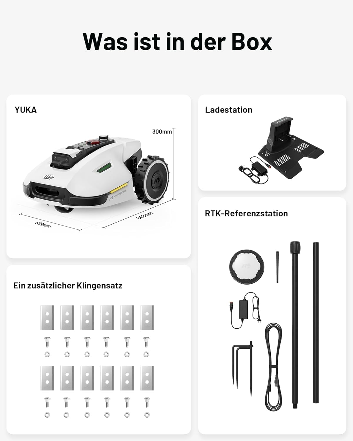 Mähroboter MAMMOTION YUKA 2000 ohne Kabel NetRTK Vision Auto-Kartierung empfohlen für 2000m² max 2800m² intelligenter Rasenmäher Roboter mit 4G Modul