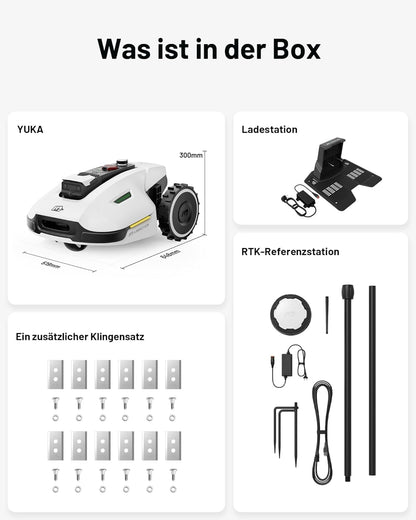 Mähroboter MAMMOTION YUKA 2000 ohne Kabel NetRTK Vision Auto-Kartierung empfohlen für 2000m² max 2800m² intelligenter Rasenmäher Roboter mit 4G Modul