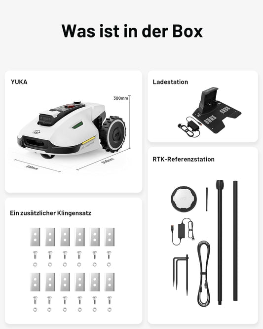 Mähroboter MAMMOTION YUKA 2000 ohne Kabel NetRTK Vision Auto-Kartierung empfohlen für 2000m² max 2800m² intelligenter Rasenmäher Roboter mit 4G Modul