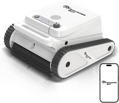 EVERCROSS BOT U8 Poolroboter Boden und Wand, Kabelloser Poolsauger Akku mit Wasserlinienreinigung, 120 Min Batterielaufzeit, Intelligenter Navigation, Selbsteinparkfunktion, 200㎡ (weiß-APP)