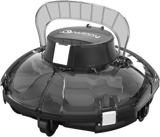 WINNY POOL CLEANER Winny 200 Poolroboter, Poolsauger kabellos mit Akku, 75 Min. Laufzeit, für Aufstellpools bis 60 m², Doppelfiltration, Automatisches Parken, Kompakt Leicht (Transparent Schwarz-Weiß)