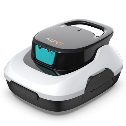 AIPER Poolroboter, Kabelloser Poolsauger Akku, 90 Minuten Reinigungszeit, Automatische Reinigung mit Selbsteinparkfunktion, Kompakter und Leichter Poolreiniger Ideal für Pools mit Flachem Boden