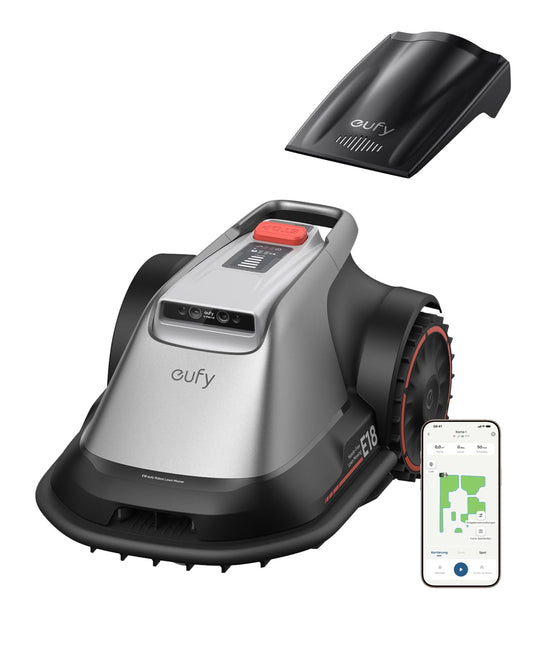 eufy E18 kabelloser Mähroboter ohne RTK mit TrueVision GNSS Auto Navigation für 1200m² Garten Präzisionsrandschnitt Hindernisvermeidung App Steuerung