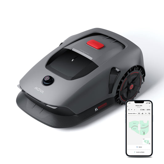 Kabelloser Mähroboter MOVA 1000 mit 3D LiDAR Auto-Kartierung bis 1000m² Smarte Hindernisvermeidung Verbesserte Geländeräder U-förmiges Schneidsystem