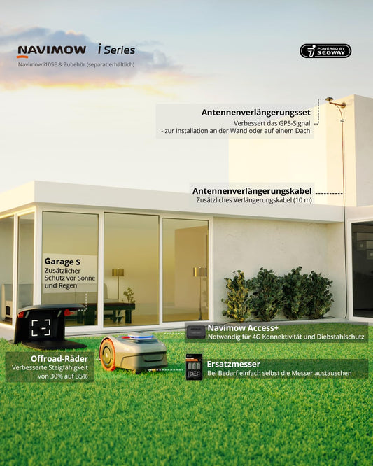 Mähroboter Navimow i105E kabellos RTK Vision Auto-Kartierung empfohlen 500m² max 600m² Testsieger Rasenmäher Roboter mit KI Technologie und Igelschutz