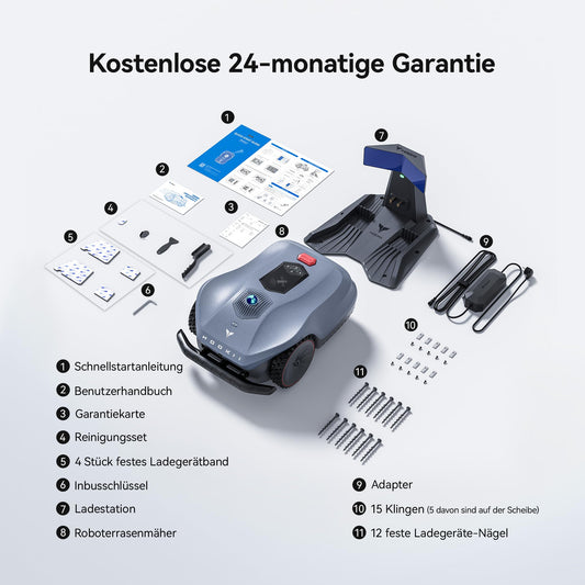 Kabelloser Mähroboter HOOKII Neomow X 3D LiDAR SLAM Vision Fusion Auto Kartierung bis 4000m² mit 4G Modul GPS Schnitthöhe 30-85mm 45° Steigung leise