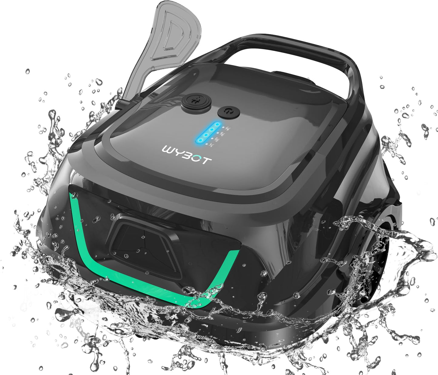 WYBOT (2025 Upgrade) A1 Poolroboter, Laufzeit bis zu 120 Minuten, Pool Roboter Kabellos mit Doppelfilter und Poolroboter Akku, Poolroboter für Aufstellpool bis zu 100㎡(Perlweiß Grün)