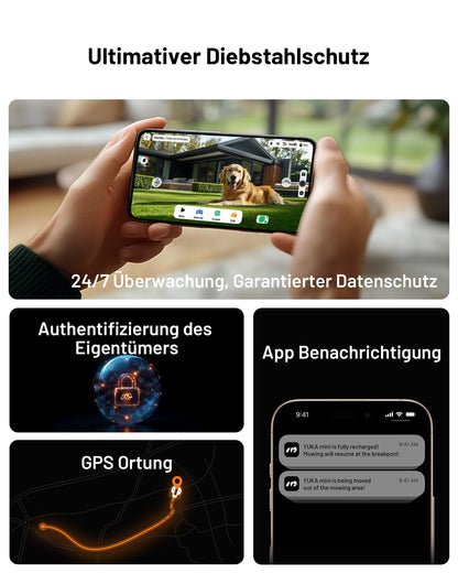 YUKA Mini 500 Mähroboter von MAMMOTION ohne Begrenzungskabel NetRTK Vision Auto-Kartierung empfohlen 500m² 50% Steigung inkl Trennscheibe Rasenroboter