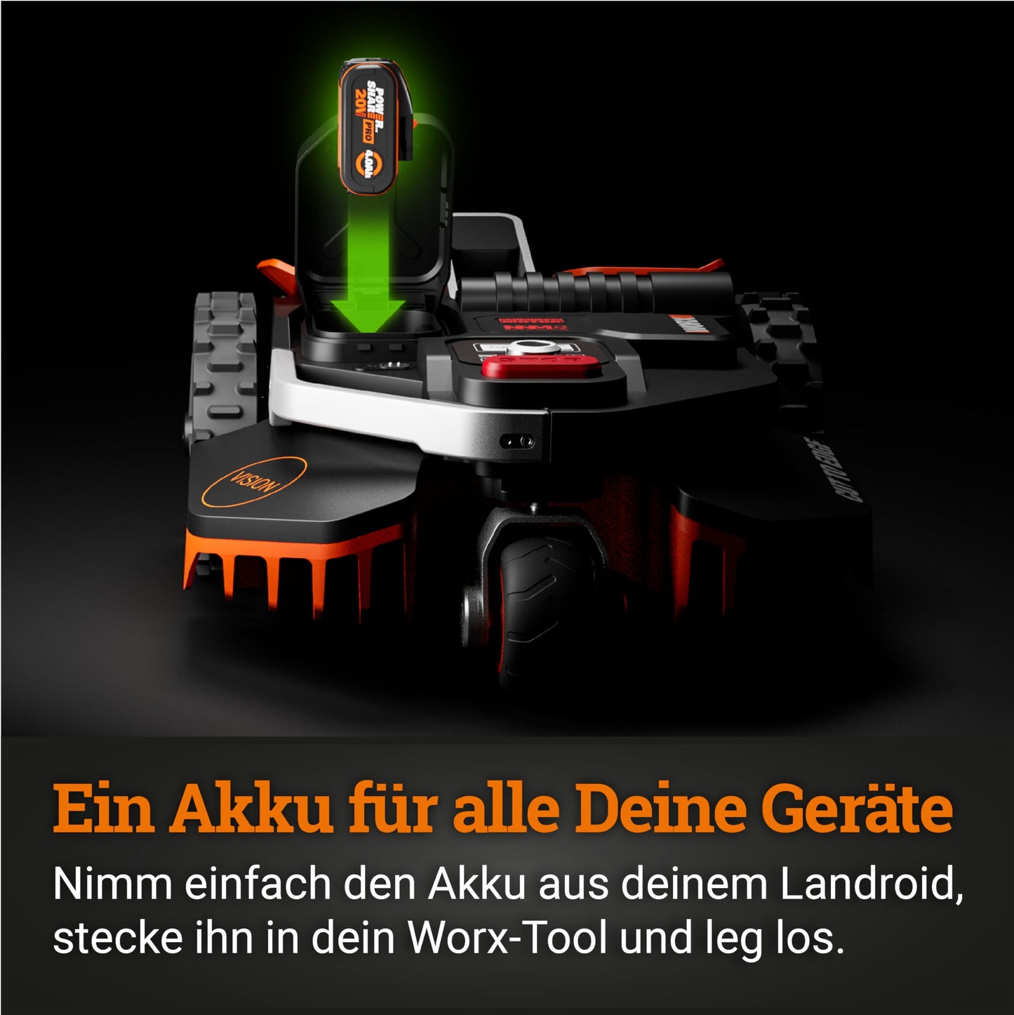 Landroid Vision M550 WR205E WORX Mähroboter kabellos bis 550m² KI Rasenroboter mit WLAN Bluetooth aktive Hindernisvermeidung Igelschutz Technologie