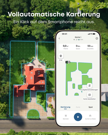 eufy E18 kabelloser Mähroboter ohne RTK mit TrueVision GNSS Auto Navigation für 1200m² Garten Präzisionsrandschnitt Hindernisvermeidung App Steuerung