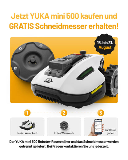 YUKA Mini 500 Mähroboter von MAMMOTION ohne Begrenzungskabel NetRTK Vision Auto-Kartierung empfohlen 500m² 50% Steigung inkl Trennscheibe Rasenroboter