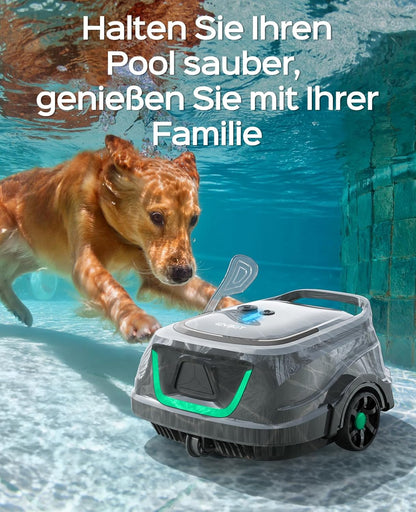 WYBOT (2025 Upgrade) A1 Poolroboter, Laufzeit bis zu 120 Minuten, Pool Roboter Kabellos mit Doppelfilter und Poolroboter Akku, Poolroboter für Aufstellpool bis zu 100㎡(Hellgrau Grün)