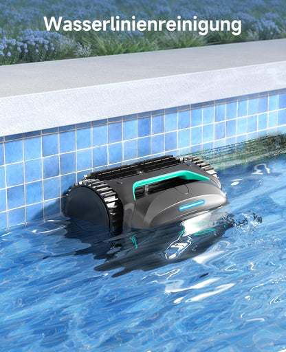 WYBOT C2 Poolroboter Akku Boden und Wand für Einbaupools bis 150㎡, Doppelfiltration, 3-Fach Motor, Starke Saugkraft, Wandkletter & Wasserlinie, 180 Min, App(Schwarz-Grün Grün)