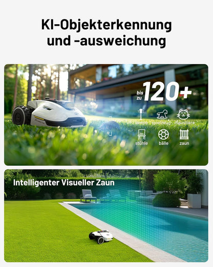 Mähroboter MAMMOTION YUKA 2000 ohne Kabel NetRTK Vision Auto-Kartierung empfohlen für 2000m² max 2800m² intelligenter Rasenmäher Roboter mit 4G Modul