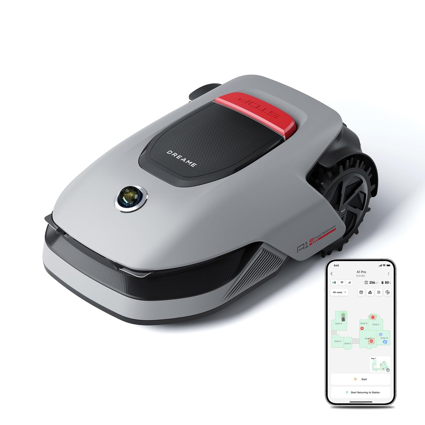 DREAME intelligenter Mähroboter A1 Pro kabellos 3D LiDAR Auto Kartierung empfohlen 2000m² mit App Steuerung und smarter OmniSense Technologie