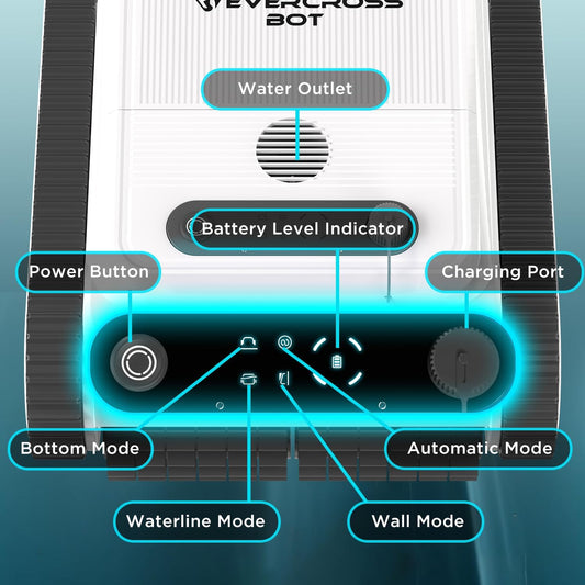 EVERCROSS BOT U8 Poolroboter Boden und Wand, Kabelloser Poolsauger Akku mit Wasserlinienreinigung, 120 Min Batterielaufzeit, Intelligenter Navigation, Selbsteinparkfunktion, 200㎡ (weiß-APP)