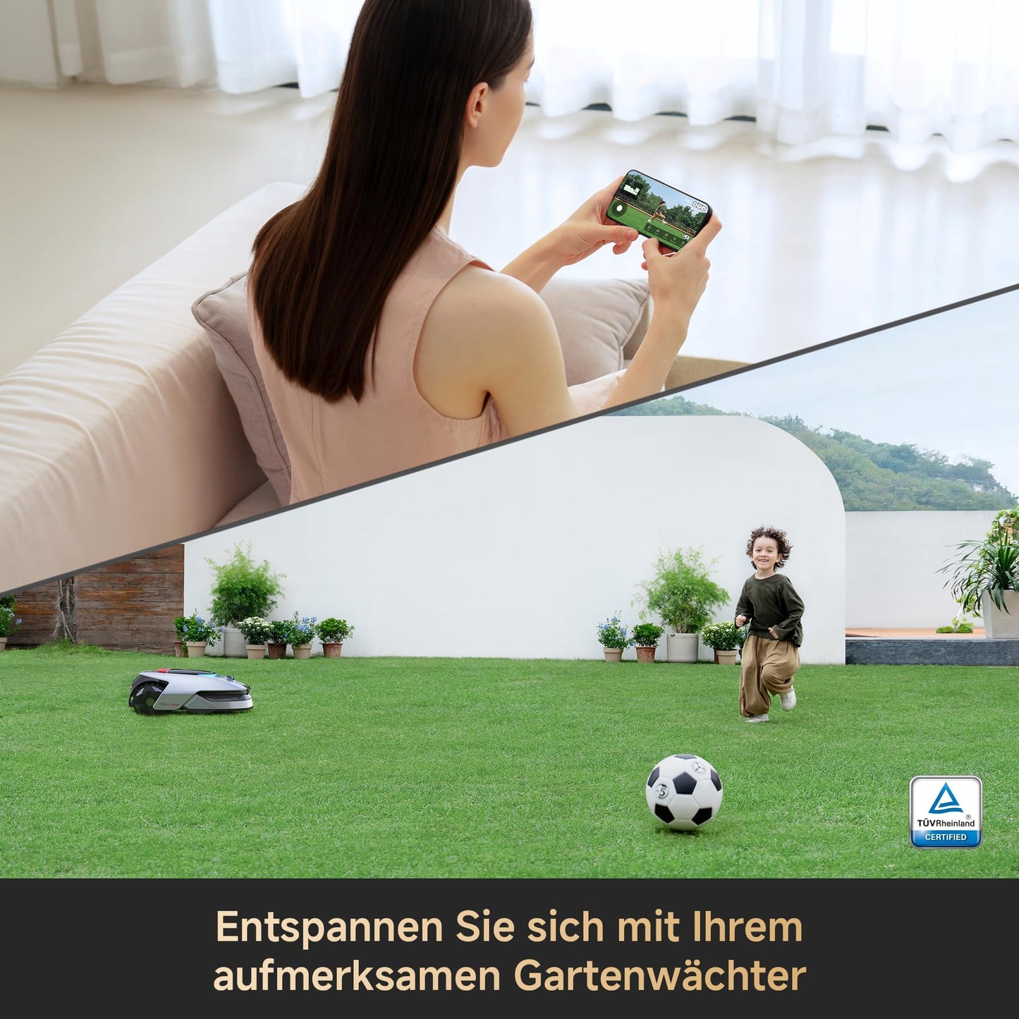 Kabelloser Mähroboter DREAME A2 mit 3D LiDAR KI Kamera Auto Kartierung für 3000m² Dual Fusion Mapping OmniSense 2.0 Hindernisvermeidung EdgeMaster
