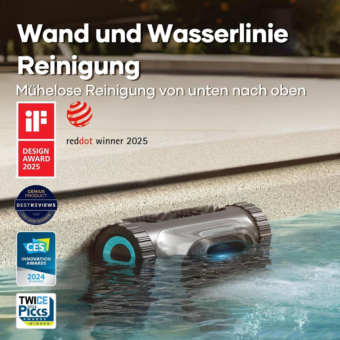 AIPER Scuba S1 Poolroboter Boden und Wand, Kabelloser Poolsauger mit Wandklettern, Intelligenten Navigation 2.0, 150 Minuten Batterielaufzeit, Poolreiniger für Eingelassene Pools bis zu 150㎡