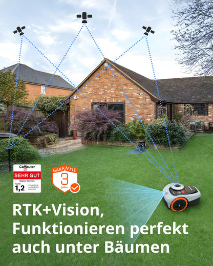 Mähroboter Navimow i105E kabellos RTK Vision Auto-Kartierung empfohlen 500m² max 600m² Testsieger Rasenmäher Roboter mit KI Technologie und Igelschutz