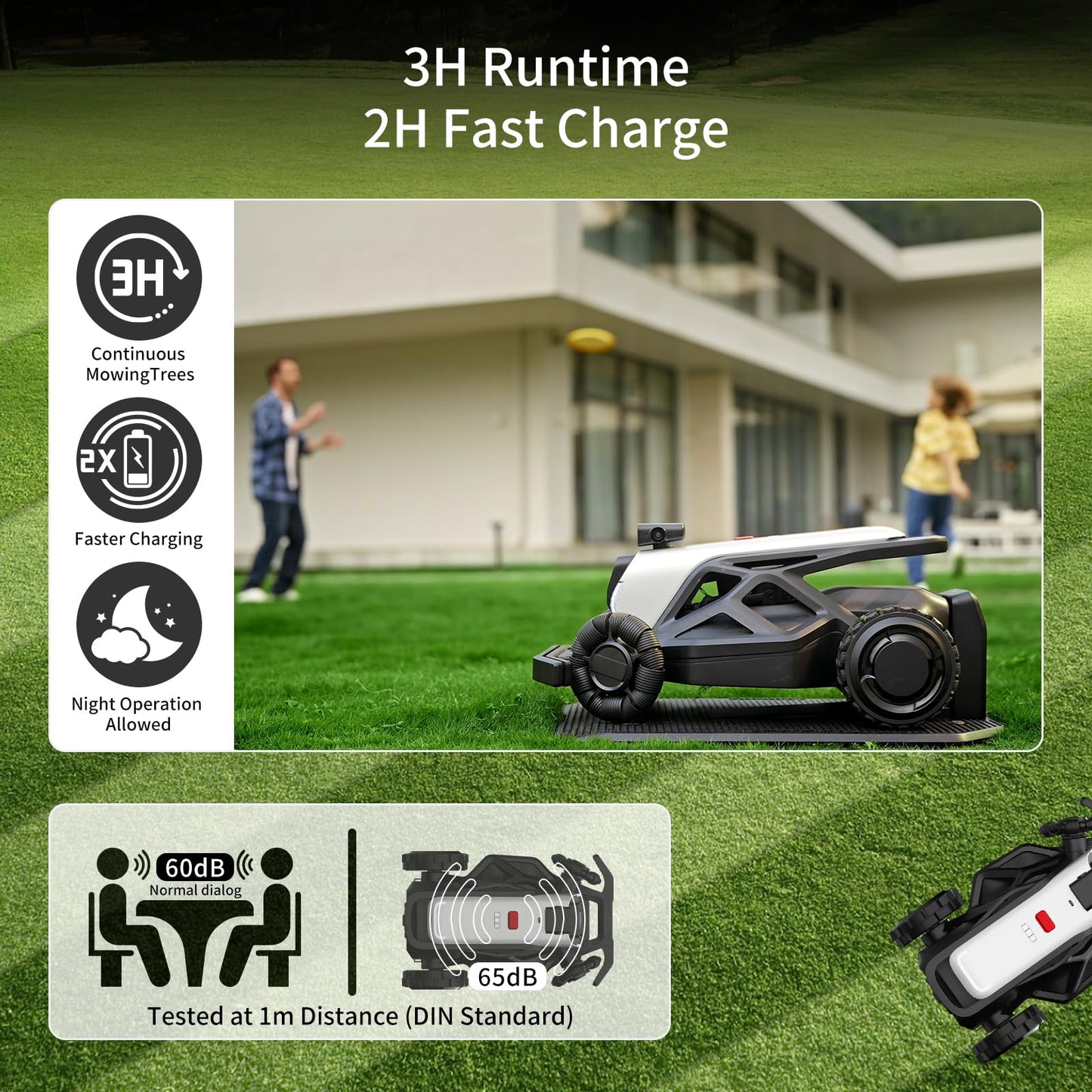 AIRSEEKERS Rasenmäher Roboter kabellos 2400m² GPS VIO 3D Vision RTK Auto-Kartierung mit Mulchfunktion IPX6 regensicher geeignet für steiles Gelände 65%