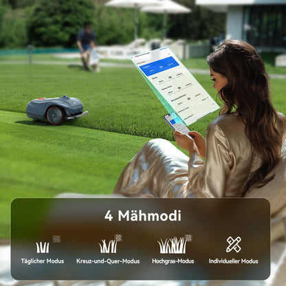 HOOKII Neomow X SE Rasenroboter ohne Kabel 3D LiDAR Vision Fusion Auto-Kartierung bis 3000m² mit 4G Modul GPS Schnitthöhe 30-85mm geeignet für 45° Steigung