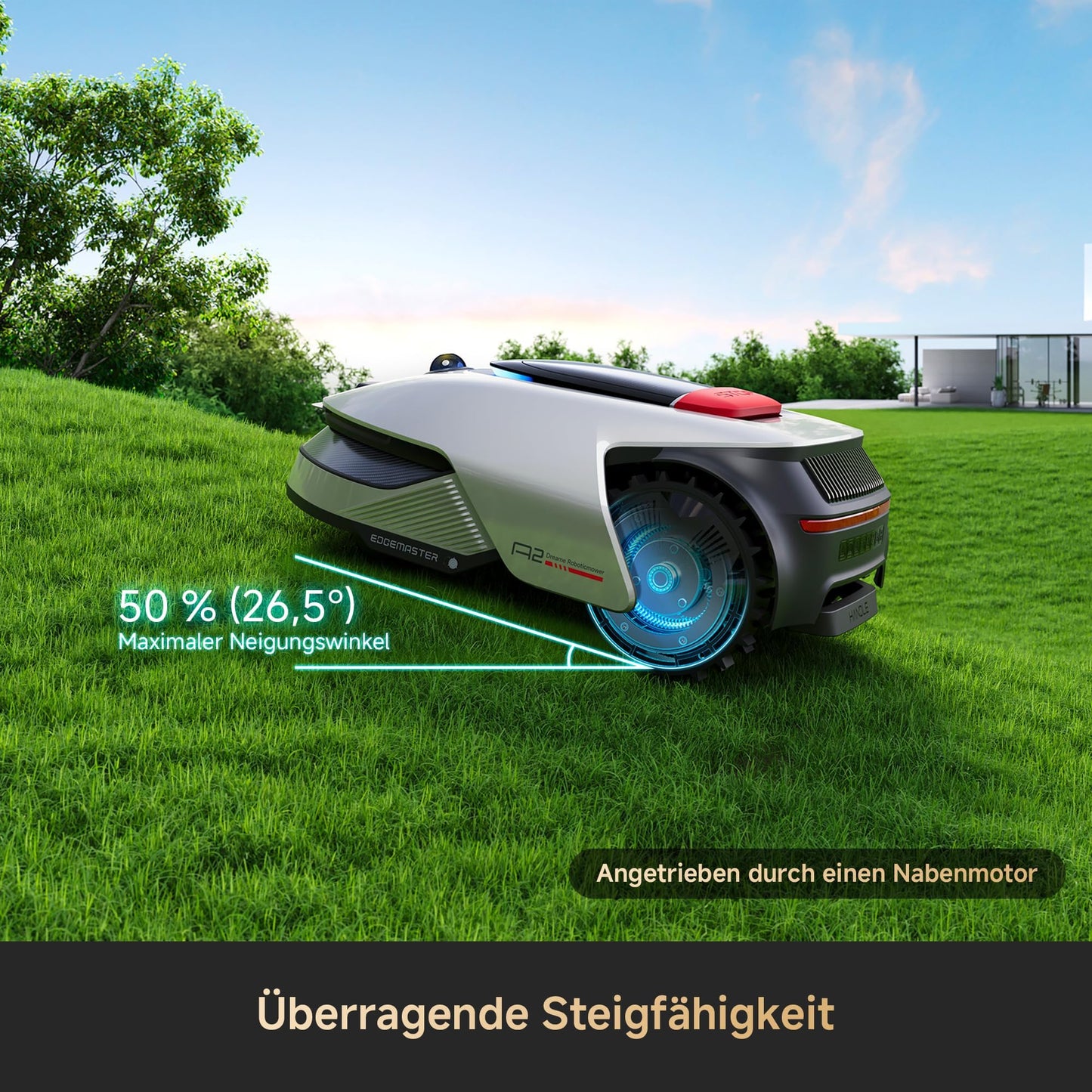 Kabelloser Mähroboter DREAME A2 mit 3D LiDAR KI Kamera Auto Kartierung für 3000m² Dual Fusion Mapping OmniSense 2.0 Hindernisvermeidung EdgeMaster