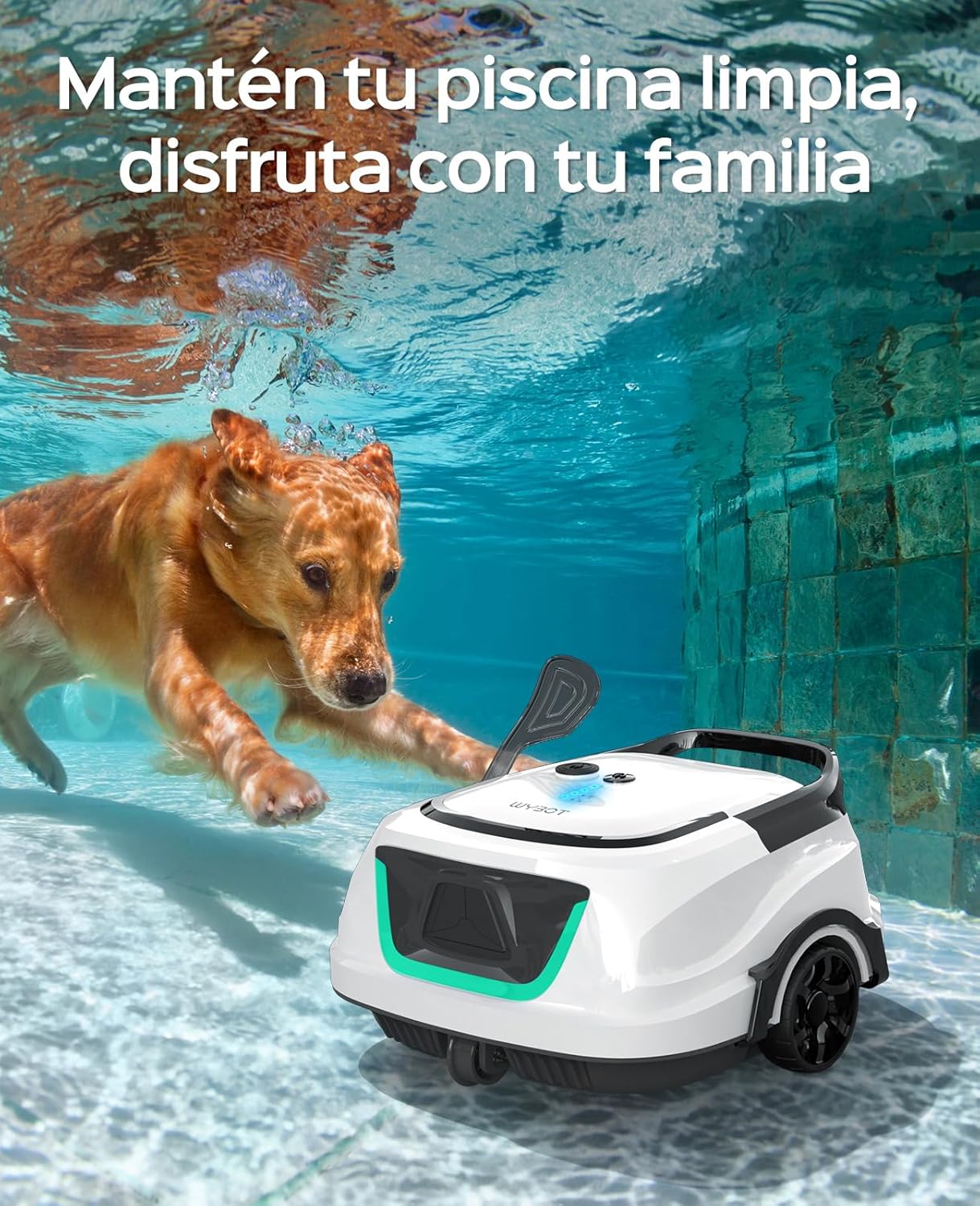 WYBOT (2025 Upgrade) A1 Poolroboter, Laufzeit bis zu 120 Minuten, Pool Roboter Kabellos mit Doppelfilter und Poolroboter Akku, Poolroboter für Aufstellpool bis zu 100㎡(Perlweiß Grün)