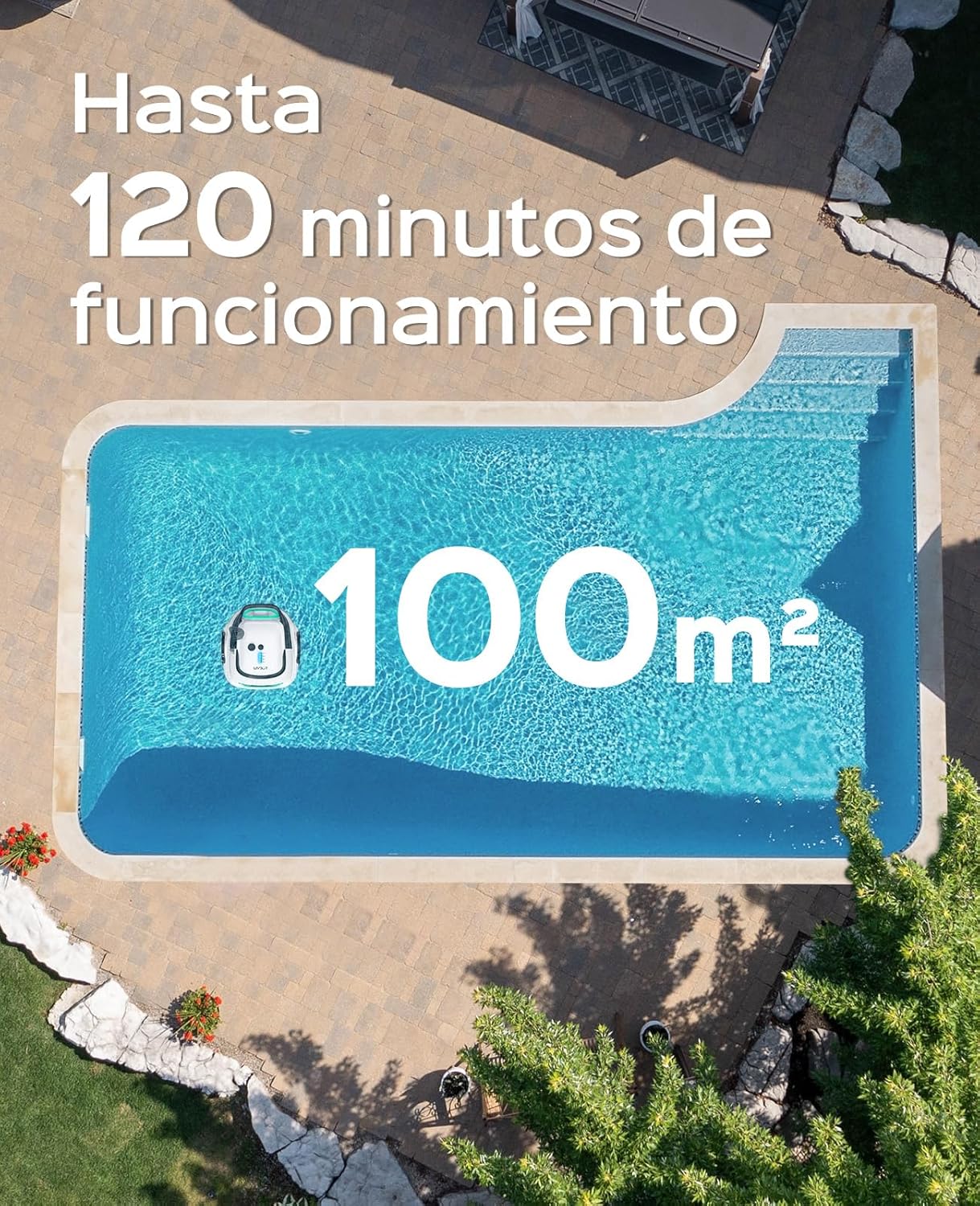 WYBOT (2025 Upgrade) A1 Poolroboter, Laufzeit bis zu 120 Minuten, Pool Roboter Kabellos mit Doppelfilter und Poolroboter Akku, Poolroboter für Aufstellpool bis zu 100㎡(Perlweiß Grün)