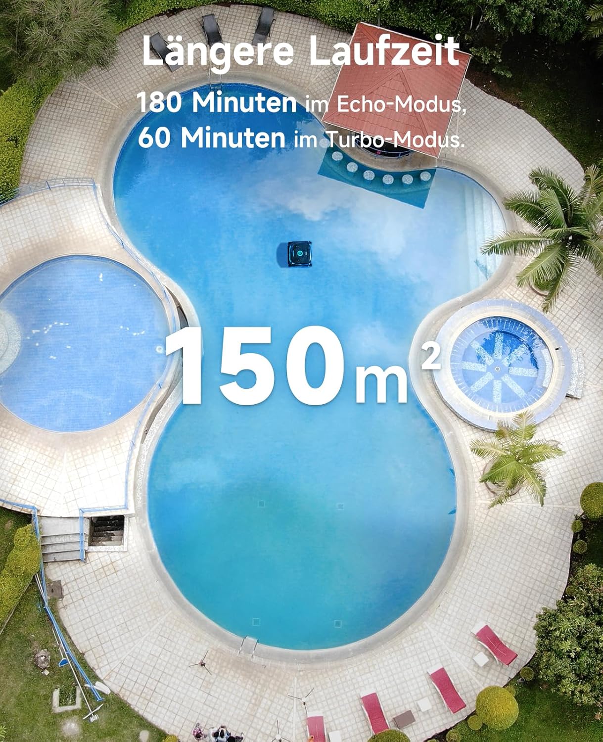 WYBOT C2 Poolroboter Akku Boden und Wand für Einbaupools bis 150㎡, Doppelfiltration, 3-Fach Motor, Starke Saugkraft, Wandkletter & Wasserlinie, 180 Min, App(Schwarz-Grün Grün)