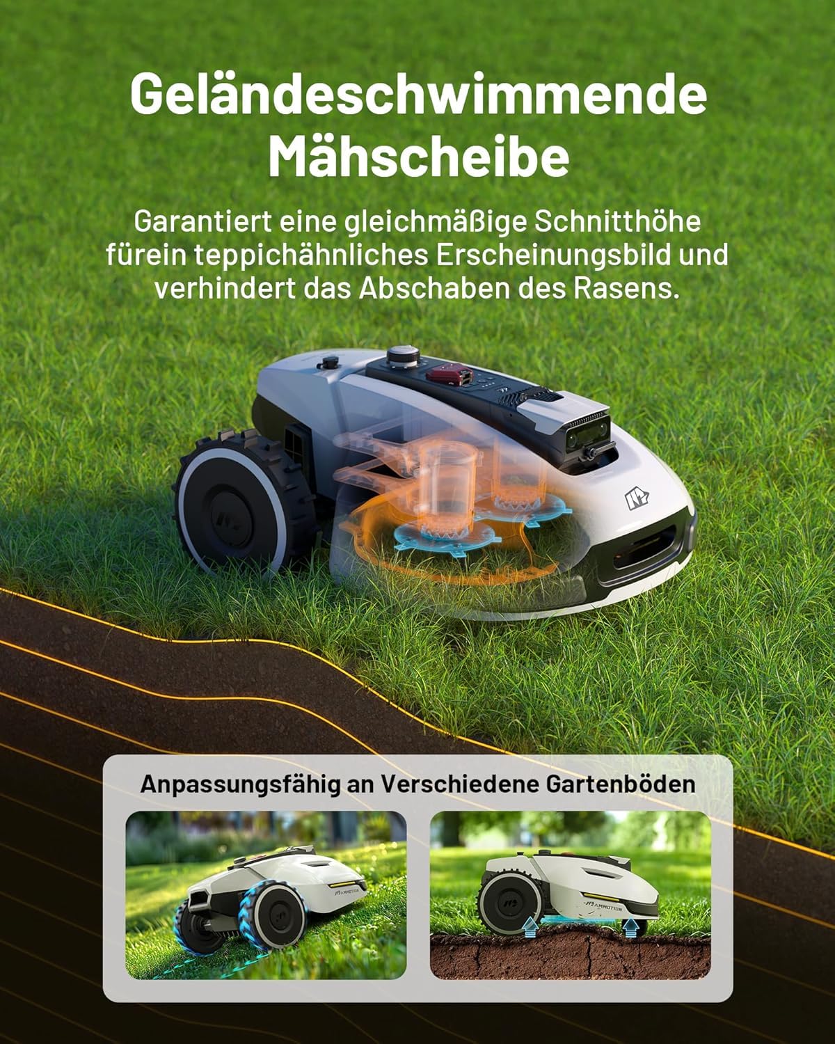 Mähroboter MAMMOTION YUKA 2000 ohne Kabel NetRTK Vision Auto-Kartierung empfohlen für 2000m² max 2800m² intelligenter Rasenmäher Roboter mit 4G Modul