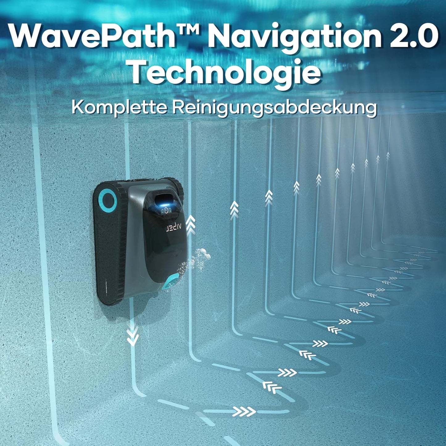 AIPER Scuba S1 Poolroboter Boden und Wand, Kabelloser Poolsauger mit Wandklettern, Intelligenten Navigation 2.0, 150 Minuten Batterielaufzeit, Poolreiniger für Eingelassene Pools bis zu 150㎡