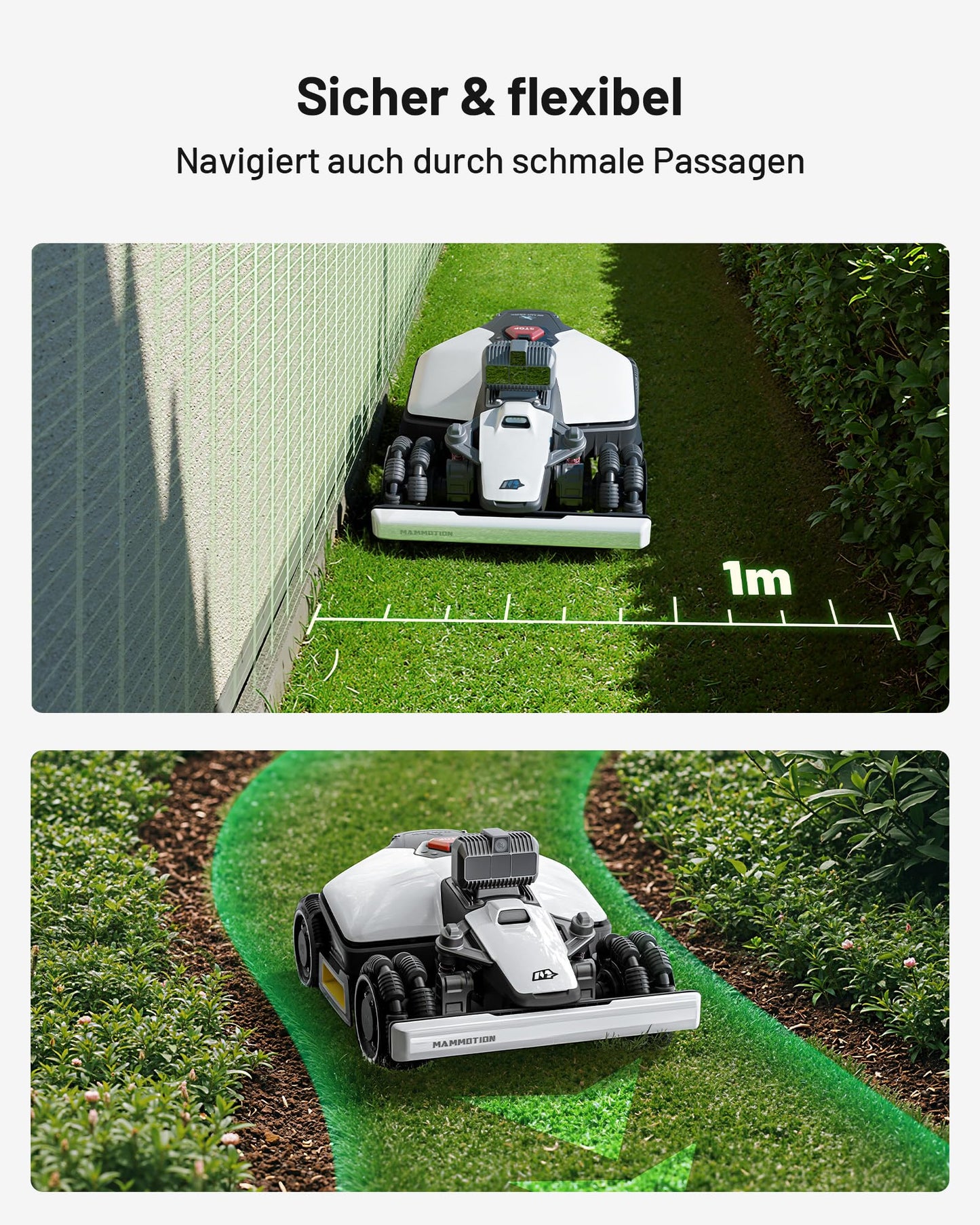 Mähroboter MAMMOTION LUBA mini AWD LiDAR ohne Kabel mit 3D LiDAR Vision Auto-Kartierung empfohlen 1500m² 4G Modul inklusive Steigung bis 80%