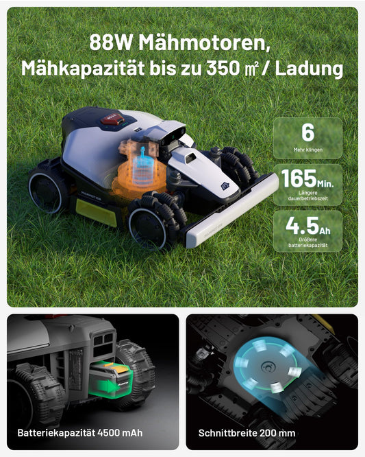 MAMMOTION LUBA mini AWD 1500 Mähroboter ohne Begrenzungskabel NetRTK+Vision Auto-Kartierung 1500m² max 1800m² mit 4G Modul für 80% Steigung