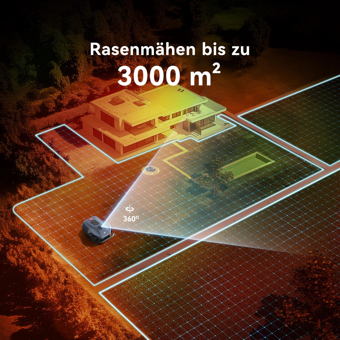 HOOKII Neomow X SE Rasenroboter ohne Kabel 3D LiDAR Vision Fusion Auto-Kartierung bis 3000m² mit 4G Modul GPS Schnitthöhe 30-85mm geeignet für 45° Steigung